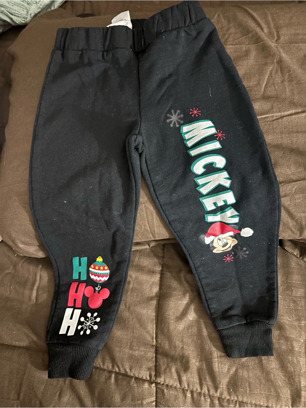 Disney Mickey Mouse Black Kids Sweatpants - Holiday Graphic 3t and 3 u can